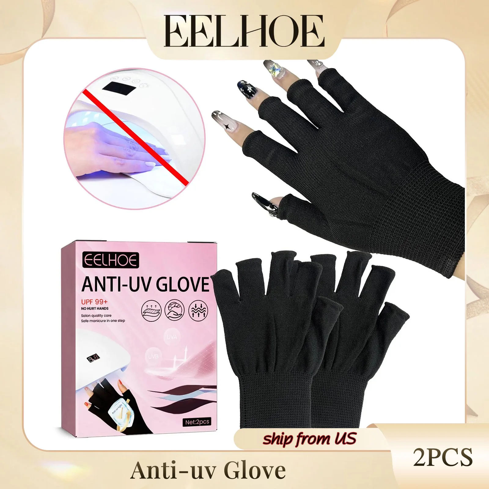 Quality Fiber Nail UV Gloves Nail Lamp Special Care Skin Anti Blackout Hand Baking Lamp Barrier Gloves