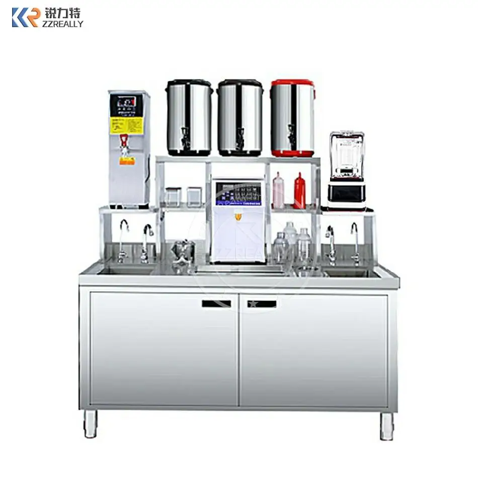 

Factory Various Of Bubble Tea Preparing Working Station Table Counter Milk Tea Counter