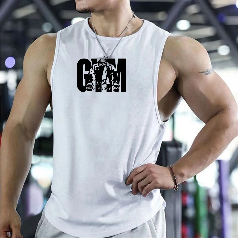 2026 new Men Tank Tops Sleeveless Shirt Polyester Mesh Material Quick Dry Breathable Men Workout Fitness Basketball Top Tee image 2