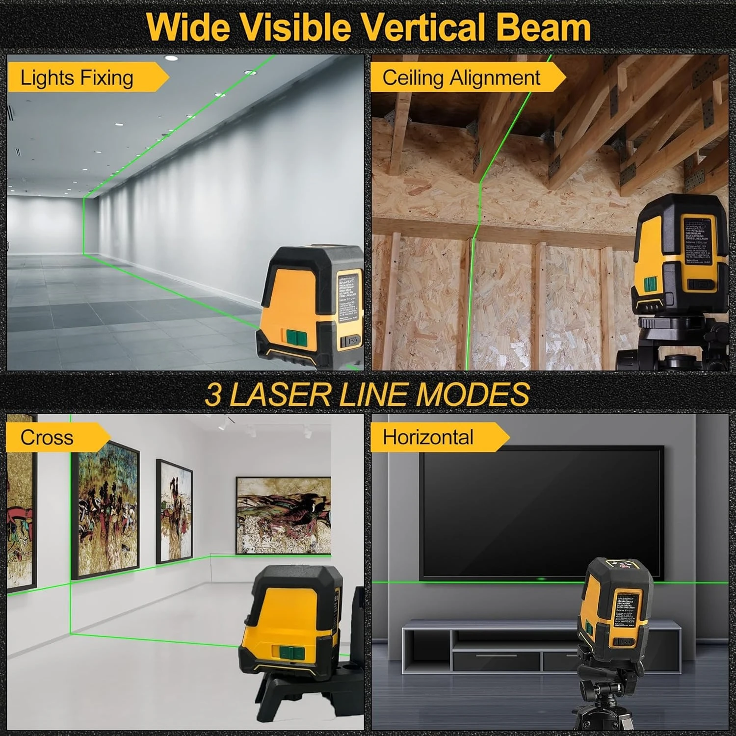 

Laser Level with Tripod- 100Ft Rechargeable Dual Modules Line Laser,Self Leveling Wide Angle Cross Leveler Tool for Construction