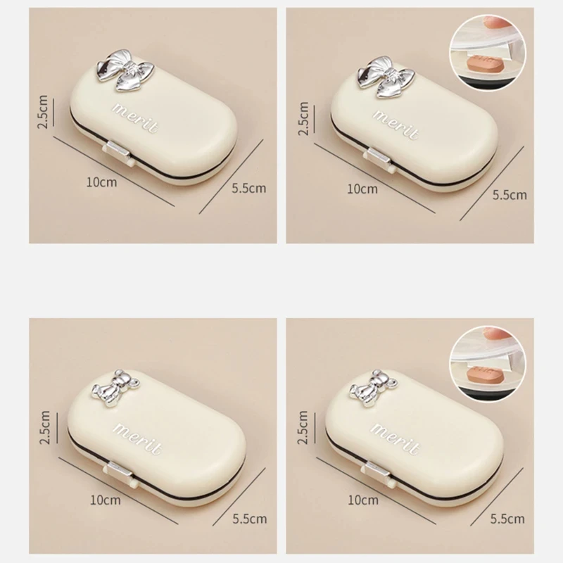 Cute Style Portable Pill Box 4/6 Compartment Mini Pill Box for Weekly Pill Sealing Medicine Tissue