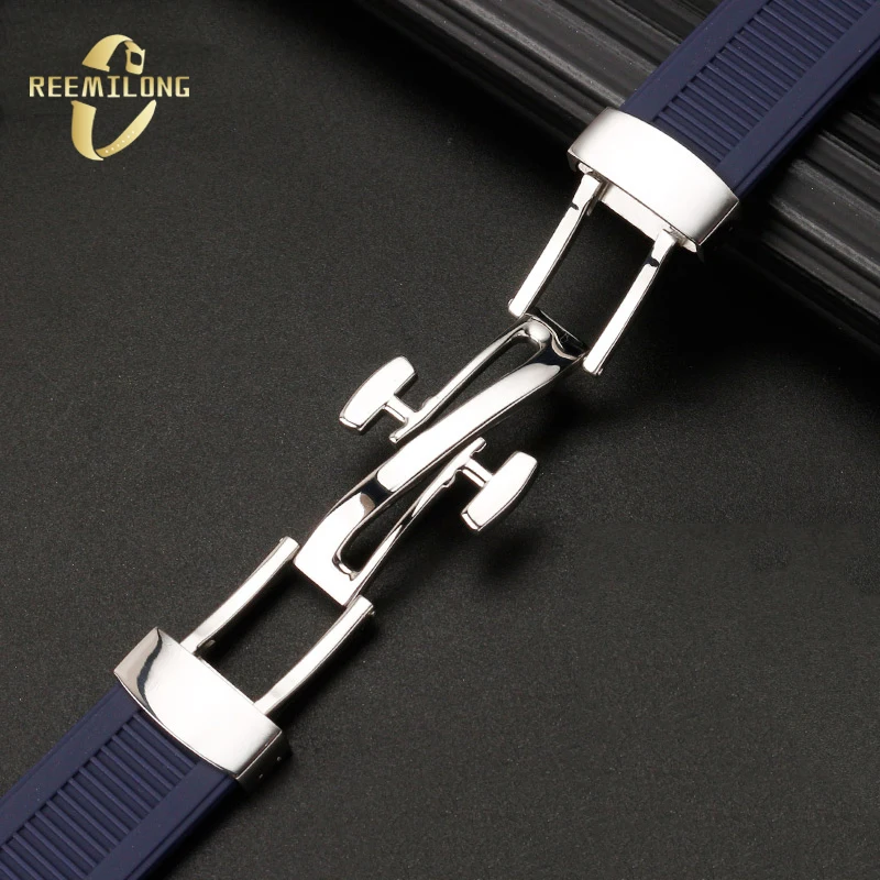 Silicone rubber watch strap 25*13mm High-quality soft stripe black brown gray green men’s watchband For Patek Philippe Nautilus