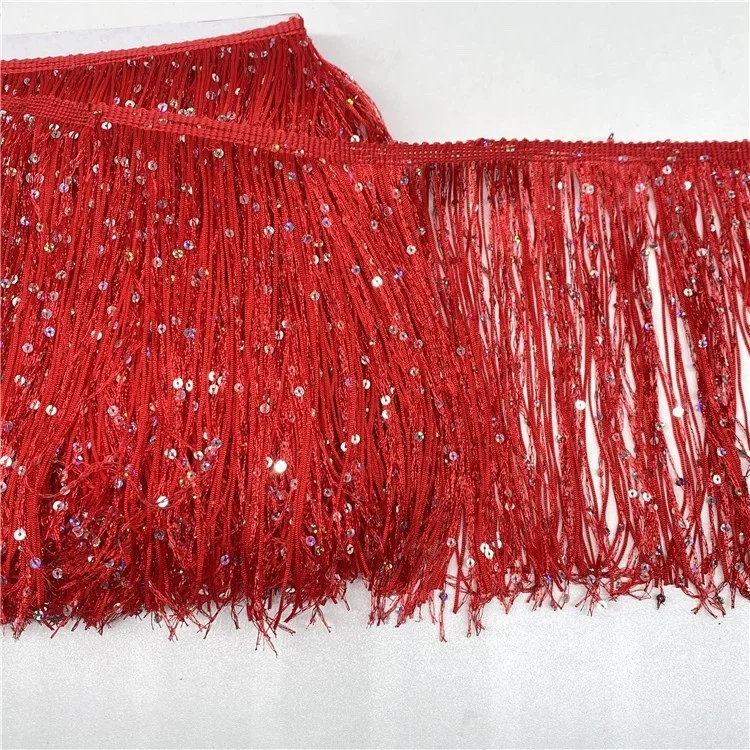 20CM Fringe Tassel Trimming Per Yard Lace Sequined Quilting For Patchwork DIY Decorative Accessory Latin Dress Curtain Handwork