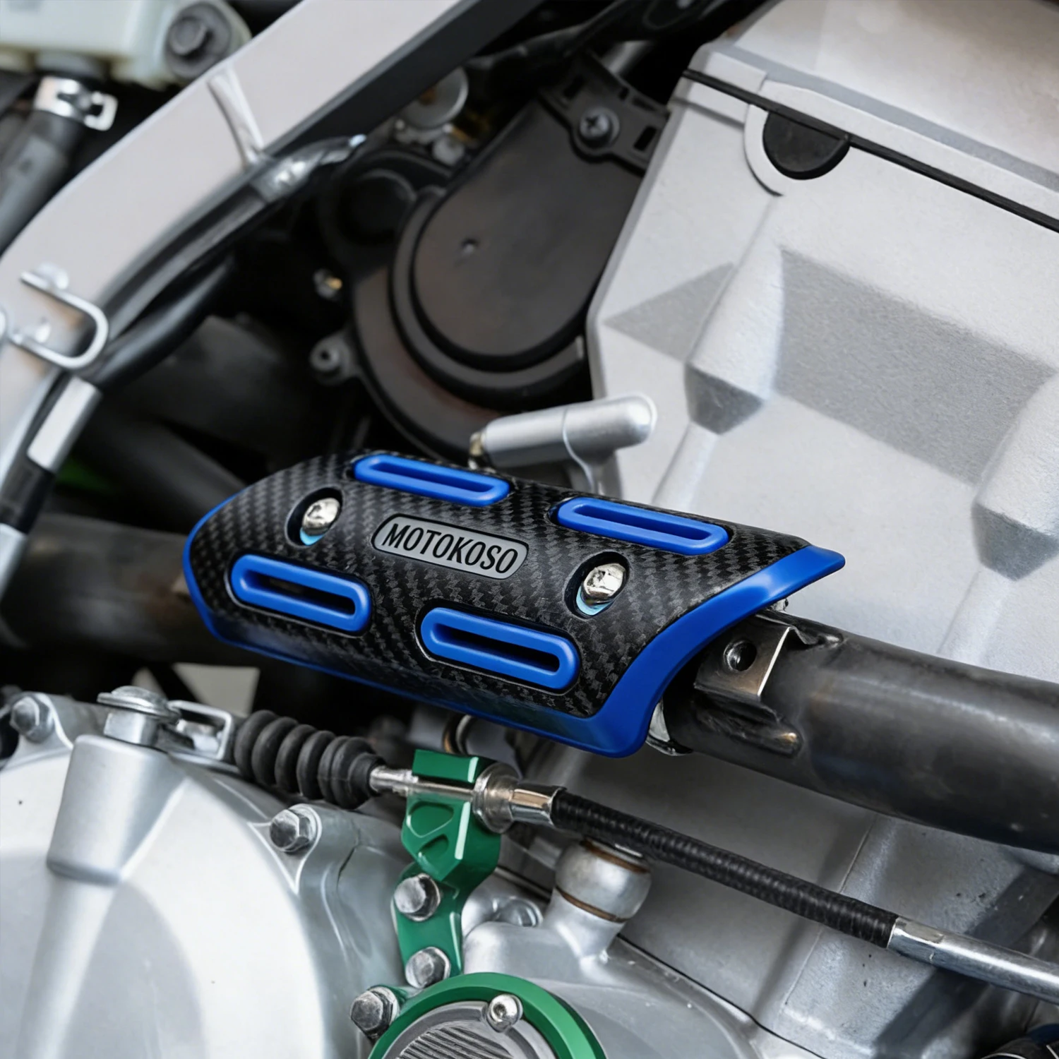 1 peça Protetor de Calor Universal para Escapamento de Motocicleta, Estilo Fibra de Carbono, Capa Protetora de Silenciador Anti-Queimaduras para Moto Off-Road e Scooter