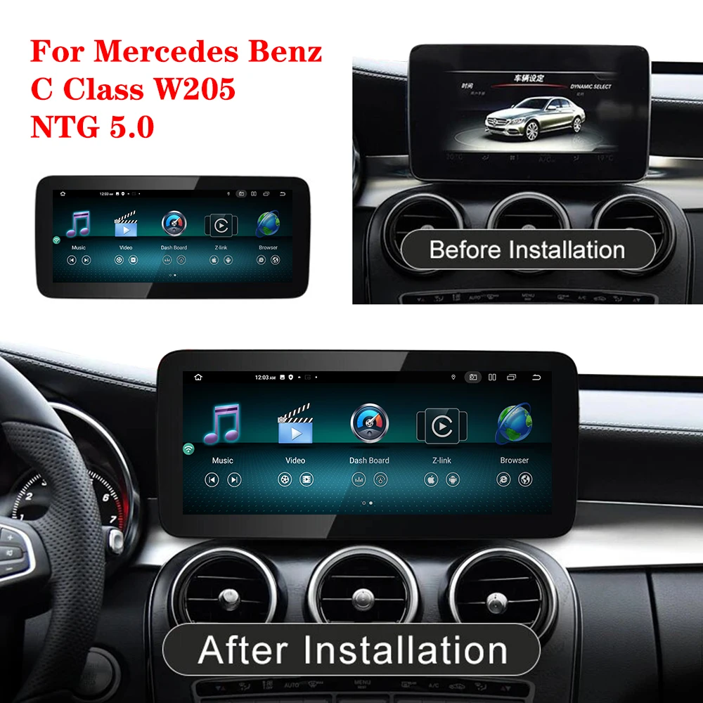 NAVIGUIDE Android13 For Mercedes C Class W205 NTG 5.0 Wireless Carplay Android Auto Intelligent Car Navigation Multimedia Player