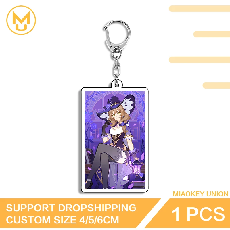 Genshin Impact Lisa Minci Key Chain Beautiful Girl High Quality Waterproof Double Sided Hanging Ornament For Bag Hat Jewelry