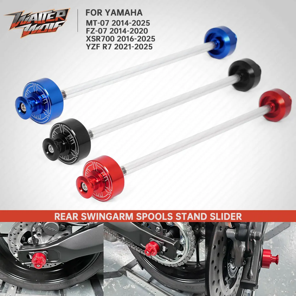 

Слайдер заднего колеса для Yamaha YZF-R7 XSR700 YZF R7 MT-07 FZ-07 2014-2025 MT07, катушки маятника оси, подставка, винтовые ползунки