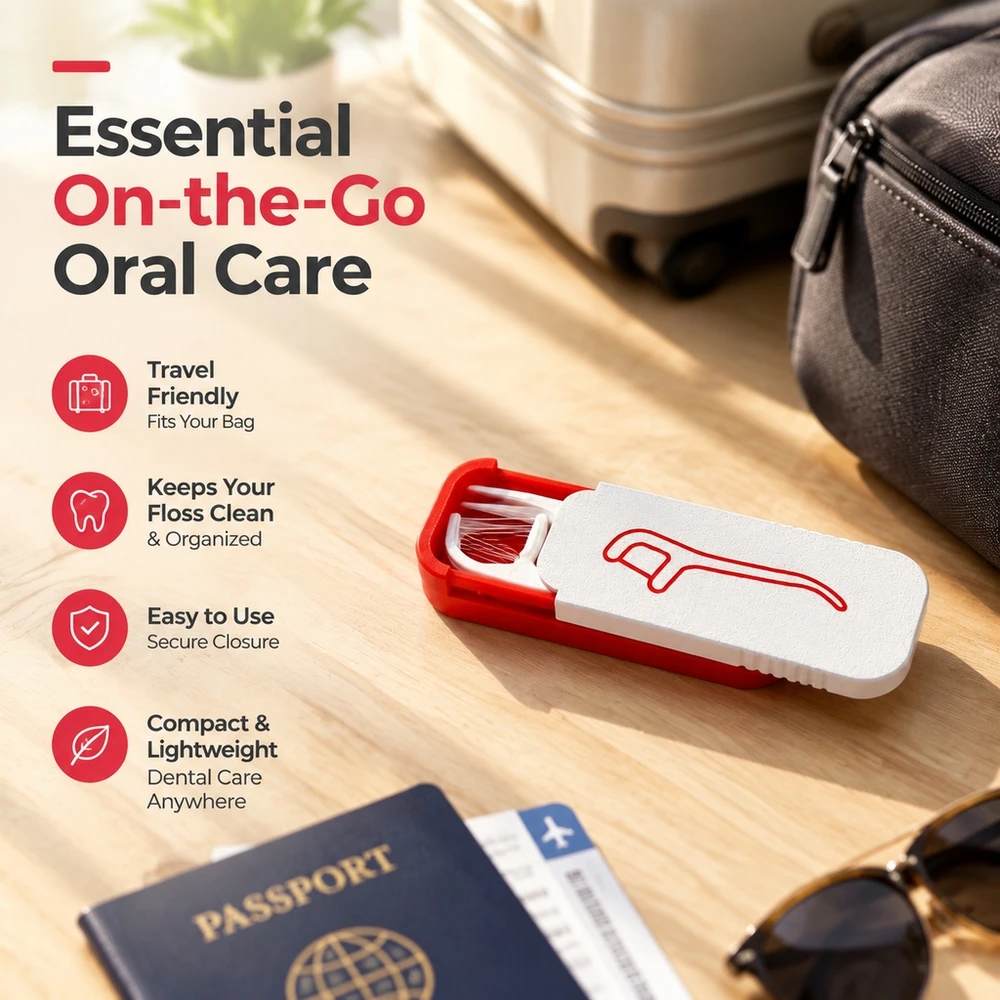 Travel Ready Reusable Floss Picks Holder Portable Dental Hygiene Storage Case for Work and Daily Care