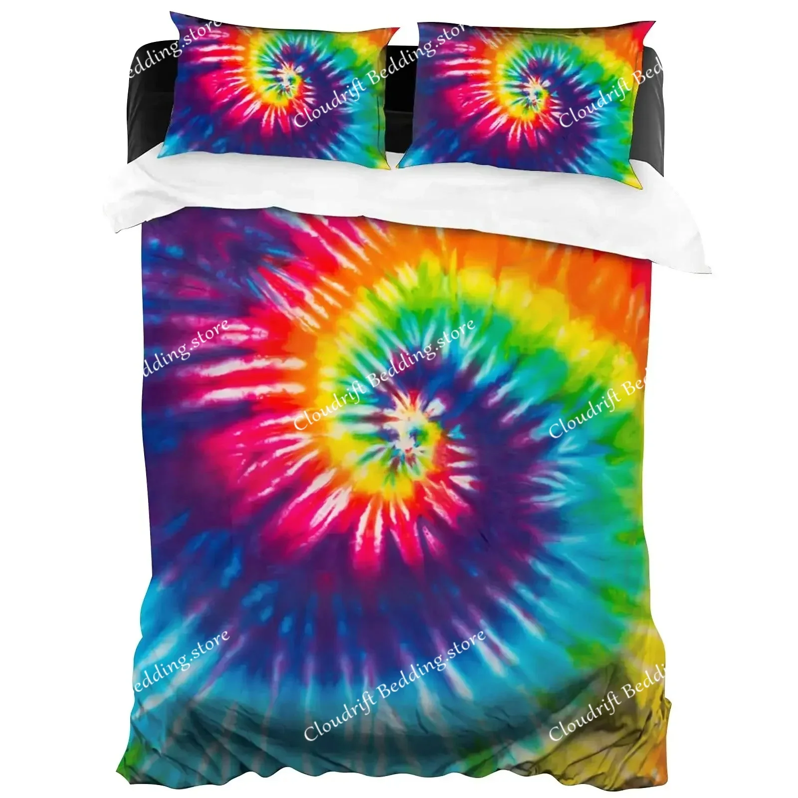 Swirl Tie Dye Comforter Cover Hippie Spiral Bedding Set Ethnic Boho Duvet Cover KingQueen Size Fashion Polyester Quilt Cover