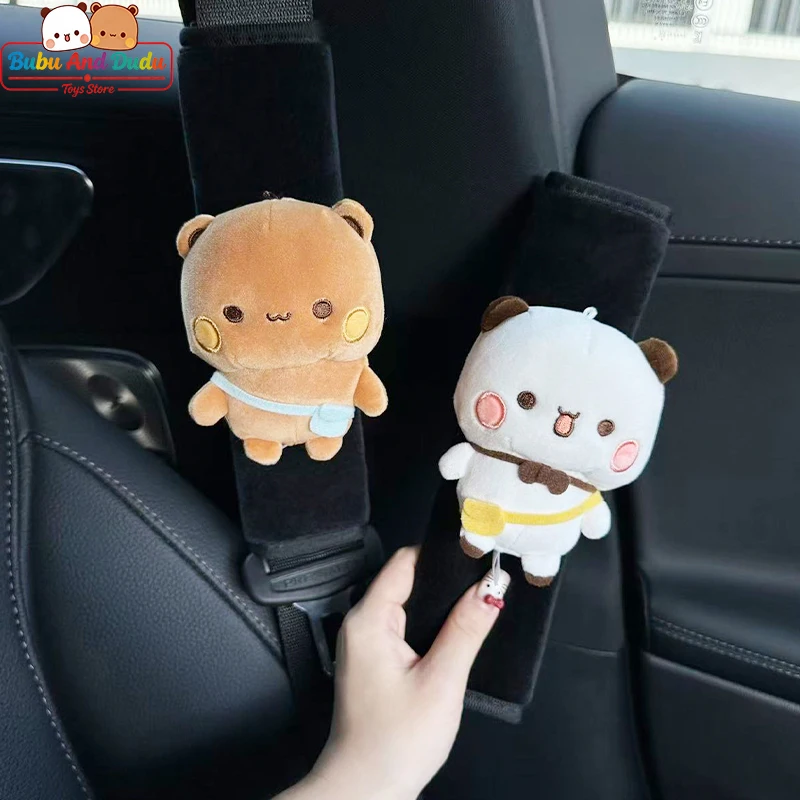 

Плюшевая накладка на плечо Panda Bubu And Yier – милый чехол на ремень безопасности автомобиля с пандами Бубу и Дуду, плюшевая кукла, декоративный подарок