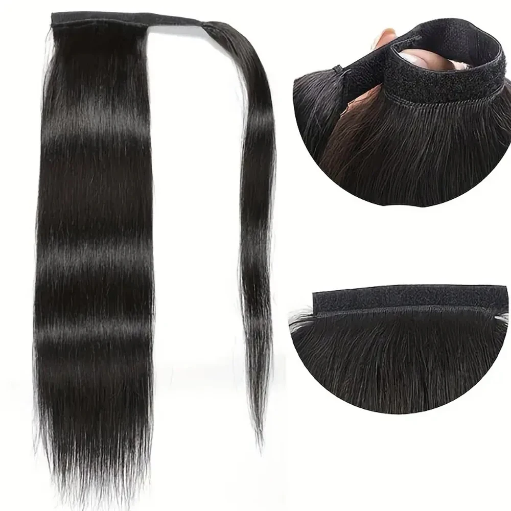 Ponytail Straight Brazilian Human Hair  With Clip In Drawstring Straight Ponytail Human Hair Extension Natural Clip Ponytail