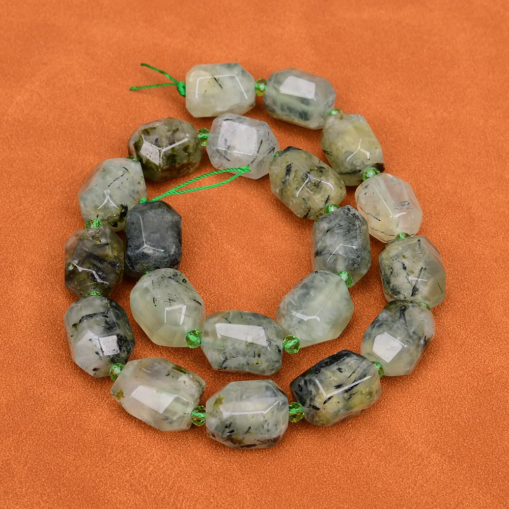 

APDGG Natural Green Prehnite Nugget Quartz Loose Beads 15''