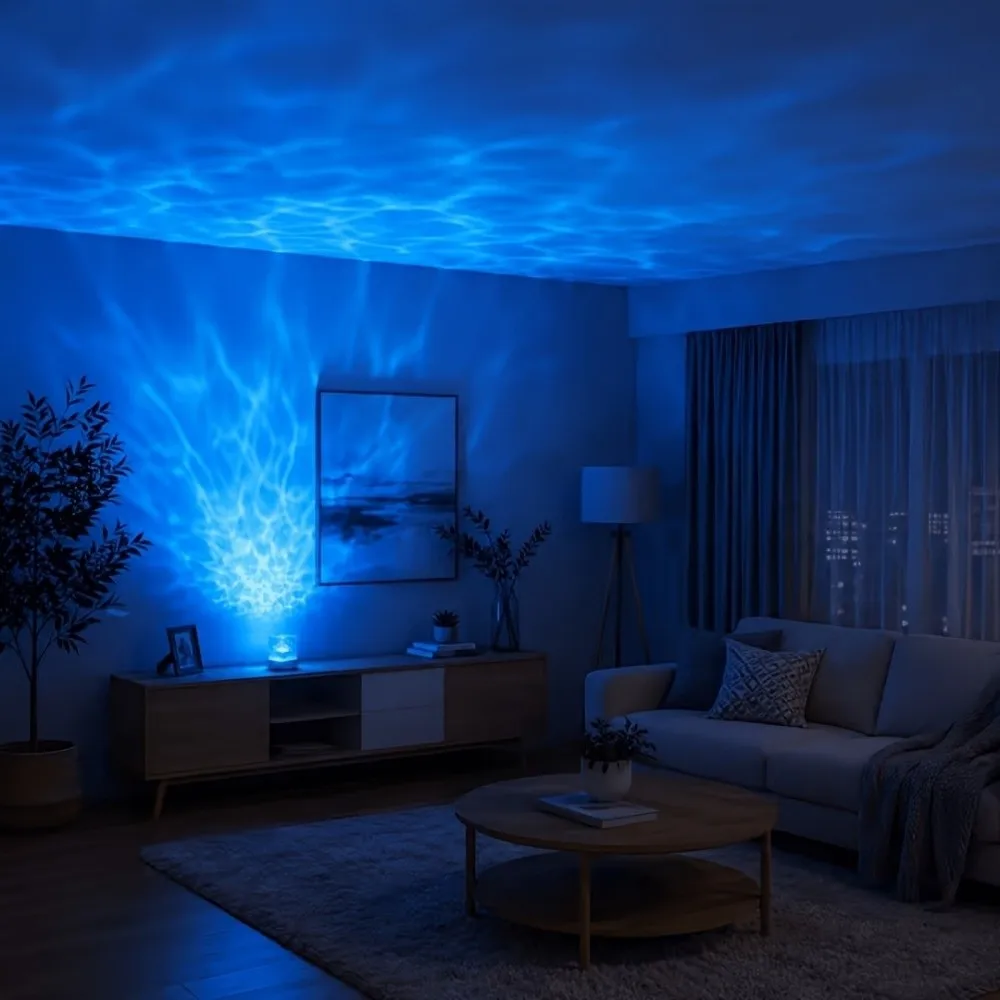 Romantic Christmas Water Ripple Projection Light Halloween New Year Aurora Smart Light Touch Color Changing Night Light Desktop
