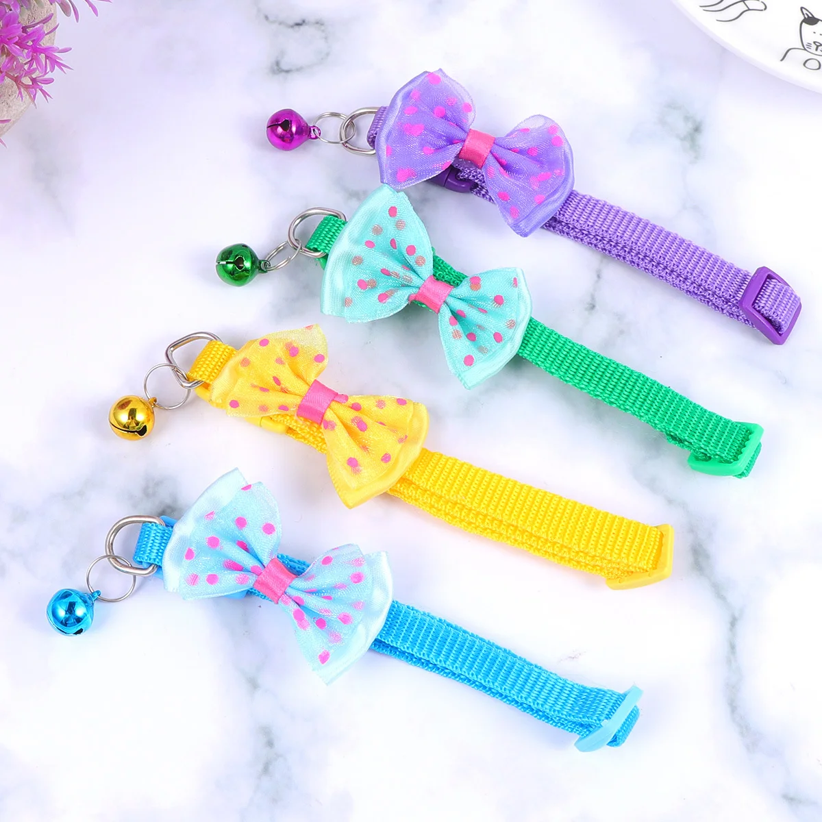 

4pcs Bowknot Adjustable Pet Dog Collar For Small Medium Dogs Fashion Pet Supplies Puppy Bowknot Dog Collar Neckband