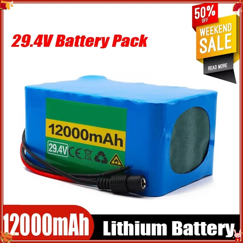 18650 lithium ion battery pack 24V 12Ah electric bicycle moped lithium ion battery pack with BMS