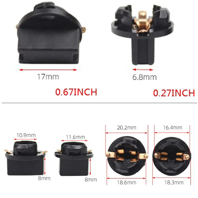 10pcs T10 Wedge Base Socket - For Car Dashboard/Meter Cluster Light Bulb Holder