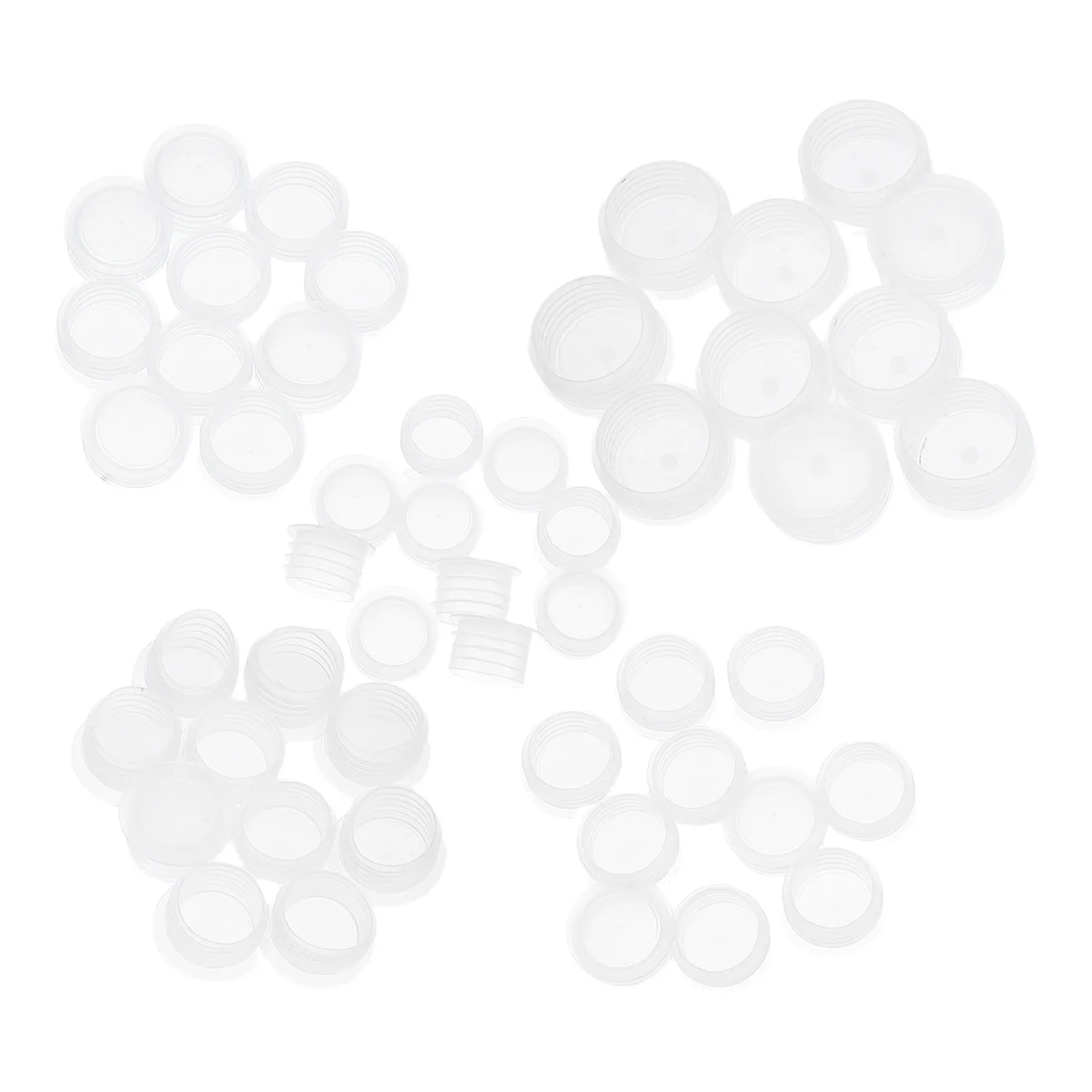 50Pcs Clear Plastic Bottle Stoppers Small Round Flat for Salt Pepper Shaker Stoppers Condiment Bottle Cap