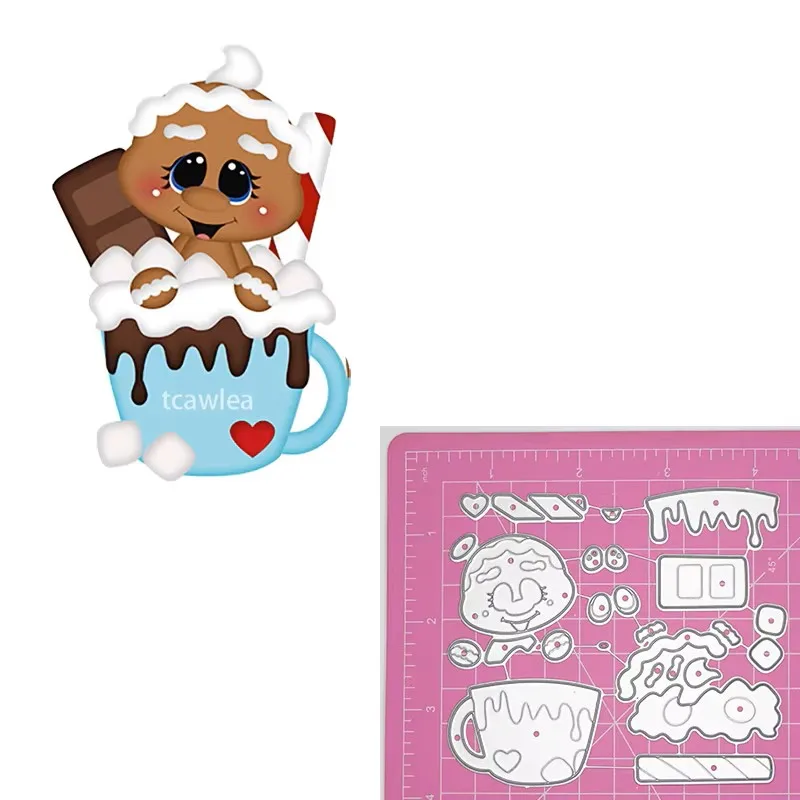 Coffee Cream Chocolate Cocoa Gingers Metal Cutting Dies Christmas Gingerbread Man Embossing Stencil For DIY Scrapbook Card Craft