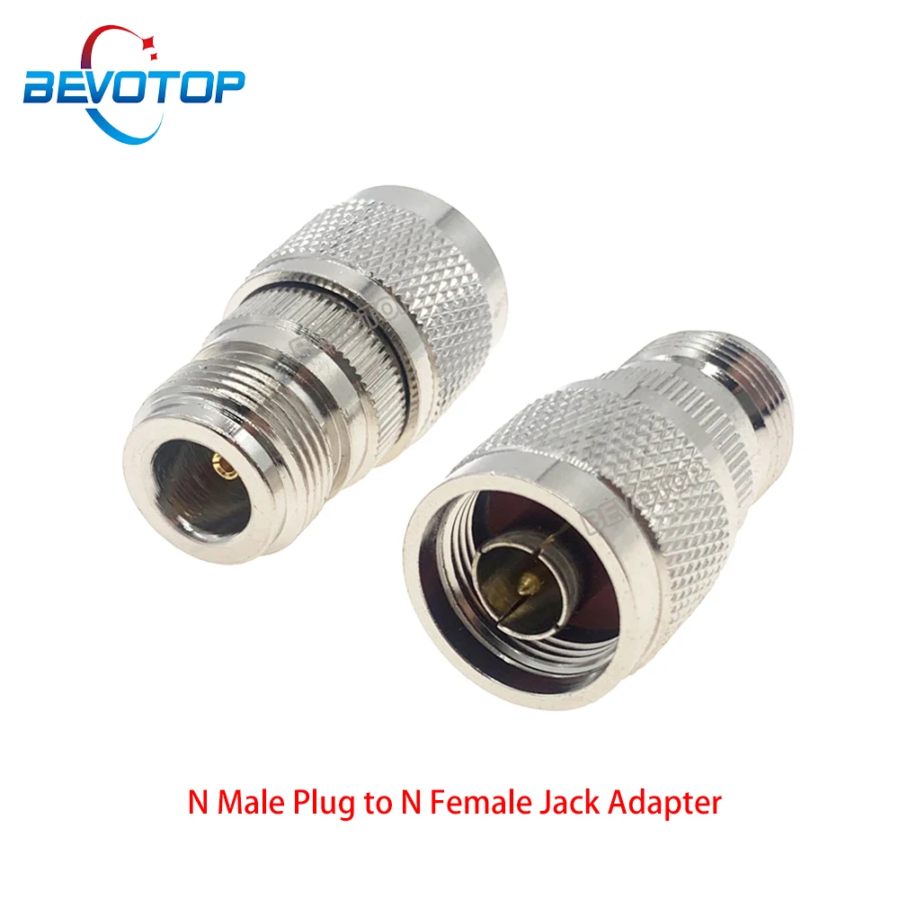 BEVOTOP N Male Plug/N Female Jack Straight N Type Adapter RF Coaxial Connector Copper Nickel Plated High Quality
