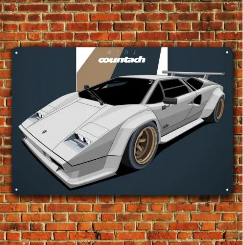 Countach Car Metal Poster -  Supercar Garage Tin Sign - (Size:20x30cm / 8x12in)