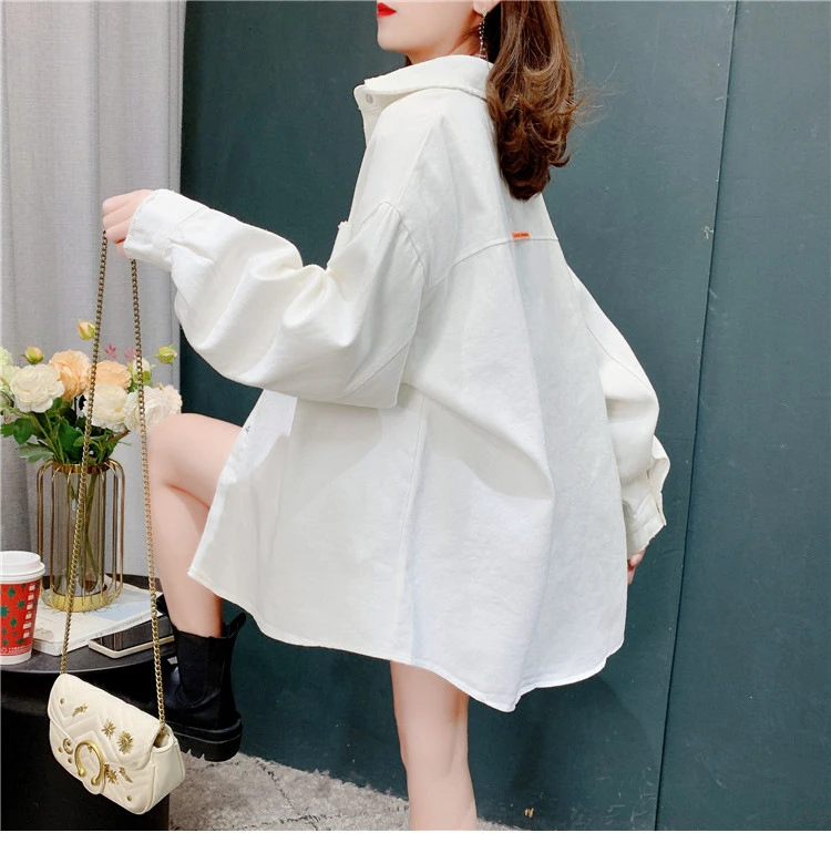 12+ معطف أطفال بناتي لربيع وخريف كاجوال مقاس كبير من قماش الدنيم فضفاض