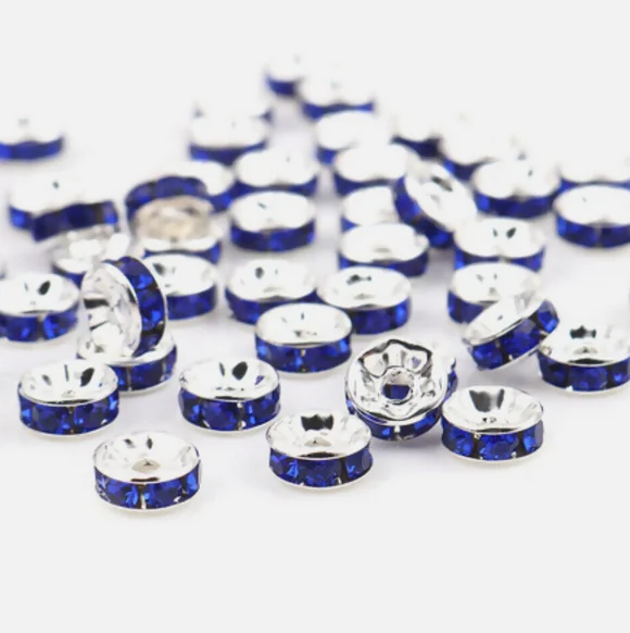 100Pcs 6/8/10mm Metal Crystal Beads  Rondelle Spacer Beads For Jewelry Making Bracelet h7tf Necklace DIY Accessories g4w