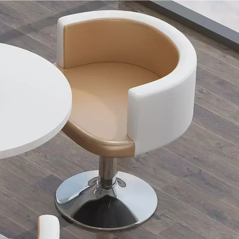 Nordic Style PU Leather Swivel Stool Adjustable Height Kitchen Counter Bar Chair with U-Shaped Backrest 360° Rotating Lift