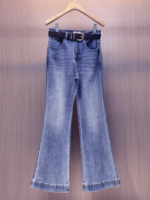 

Ele High Waist Stretchy Denim Pants Women's Faionable Bootcut Jeans Comfortable Cotton Blend Autumn New Arrival