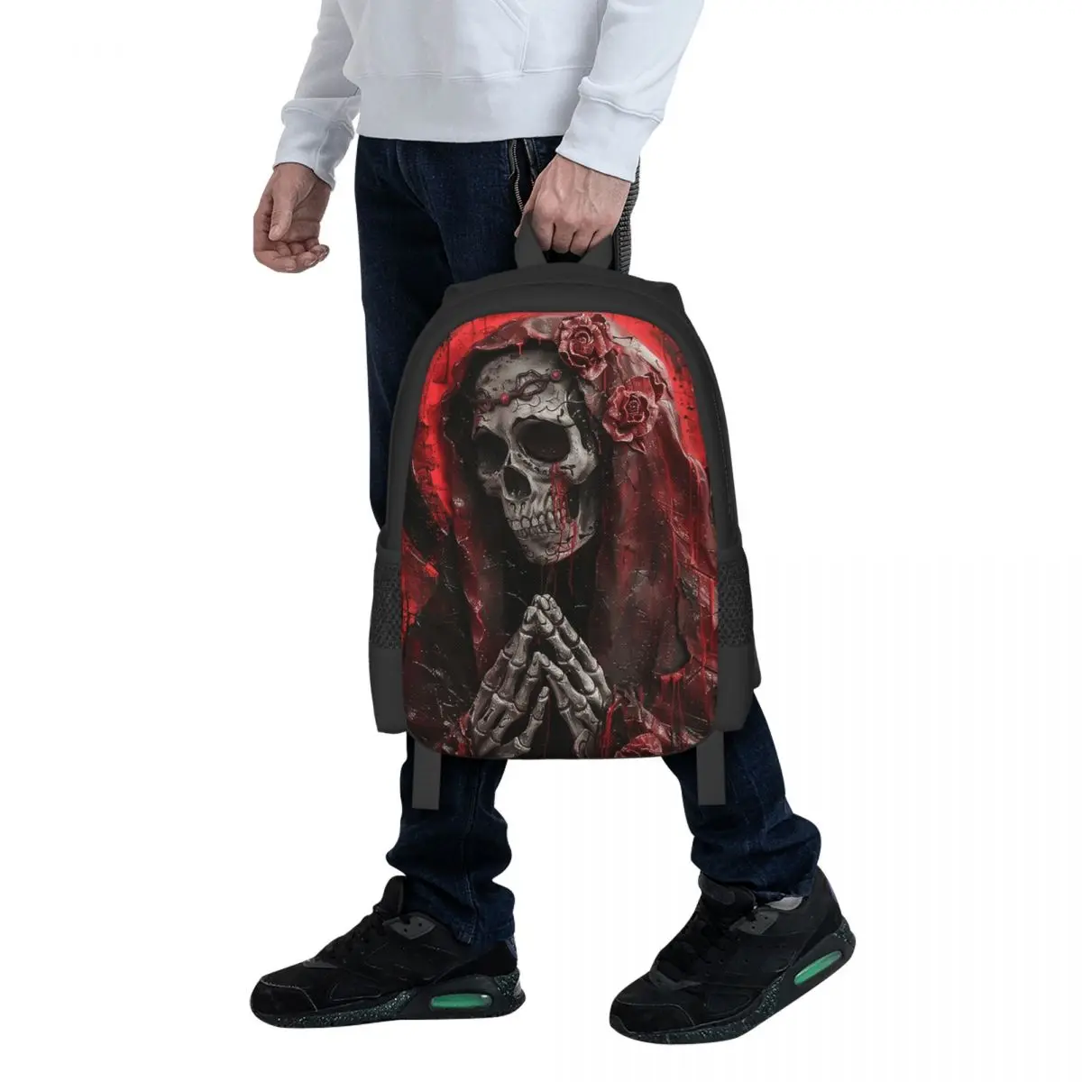 

Рюкзак Santa Muerte Saint Death в готическом мексиканском стиле с изображением черепа Муэртос, студенческий рюкзак, школьная сумка, походный рюкзак для путешествий, сумка для книг, наплечная сумка
