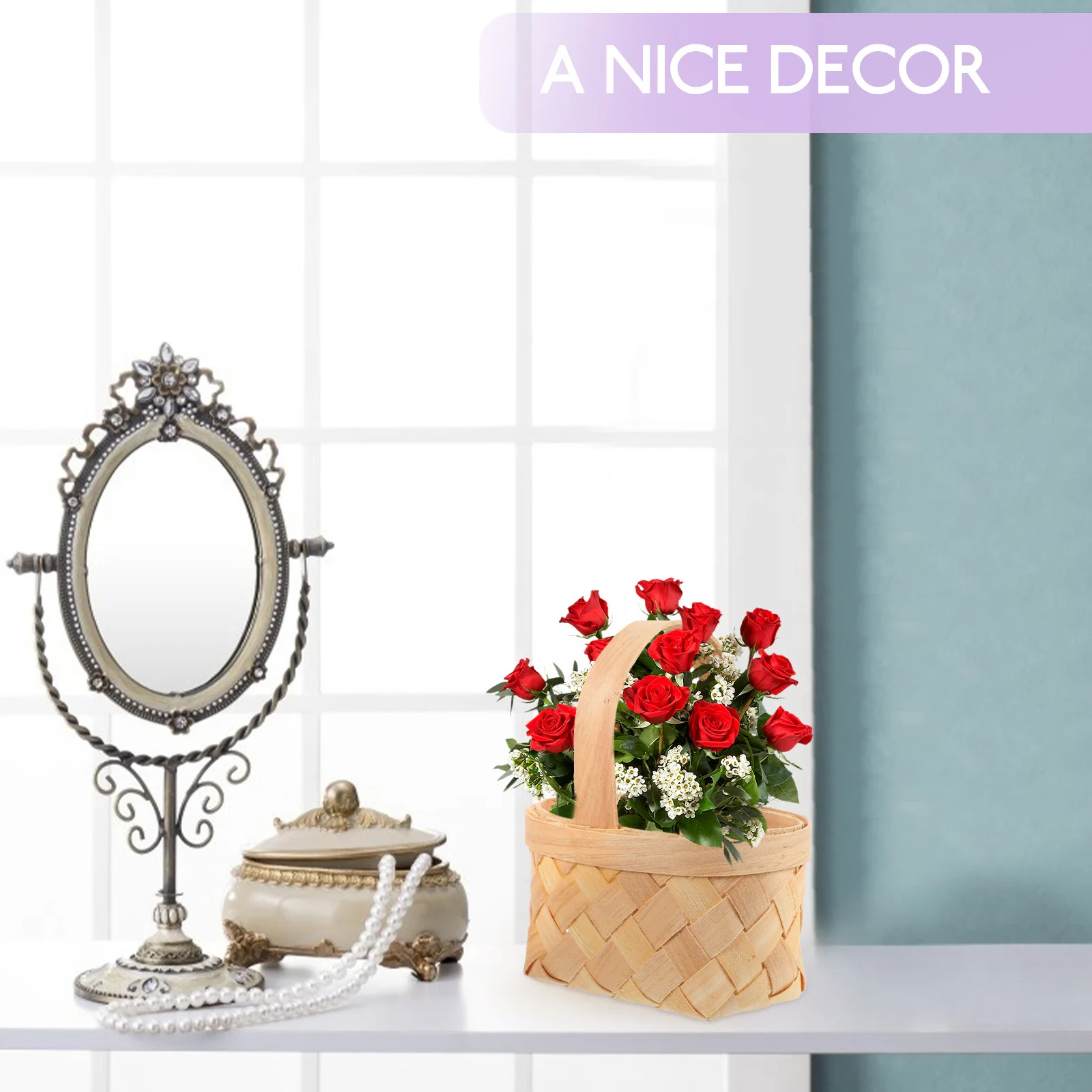 

4Pcs Portable Baskets Multi-Functional Decorative Storage Flower Arrangement Home Party Hand-Woven Basket Woven Basket