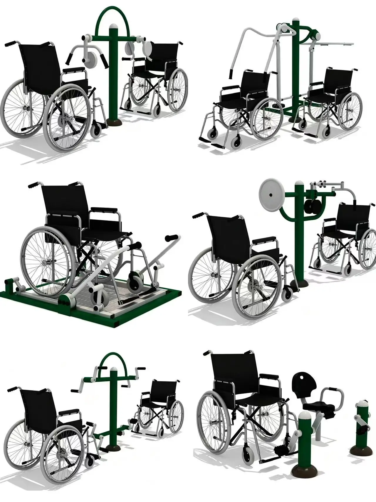 Double Tai Chi Wheel Outdoor Fitness Station for Public Park Disabled Handicap User Exercise