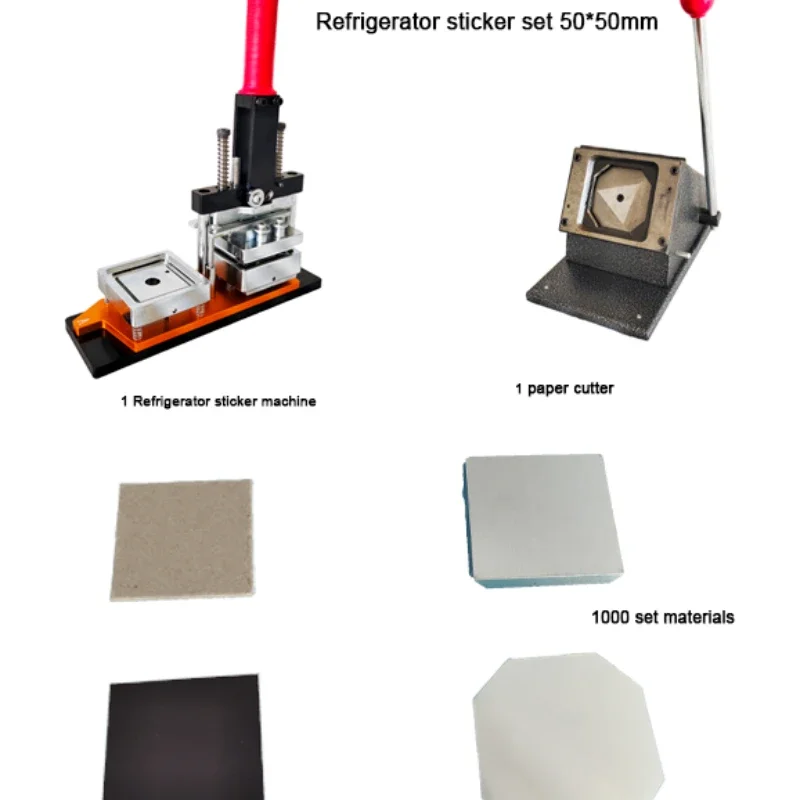 冷蔵庫用マグネットボタンマシン,カスタムフォトキット,写真印刷機,正方形バッジボタン,2