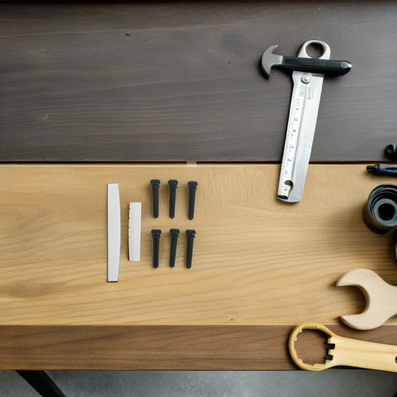 

1Set Acoustic Guitar Parts Kit Bone Saddle Nut Ebony Bridge Pins Replacement for Guitar Repair Accessories Bridge Pins Tools