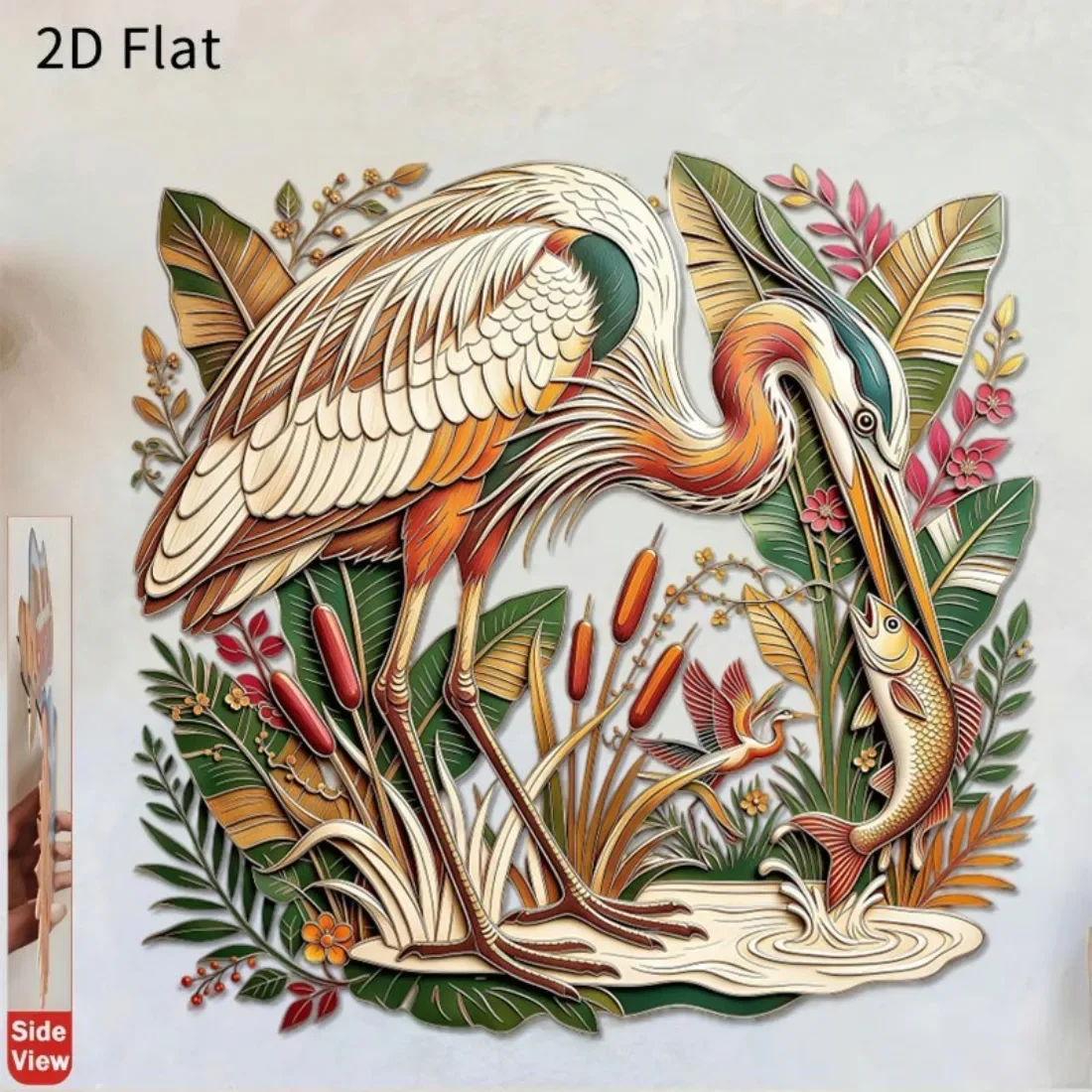 CIFBUY 1pc 2D Flat Printing Retro Heron Fishing Metal Tin Sign,20x30cm,Elegant Vintage Wall Hanging Decor
