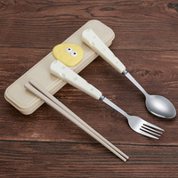 3pcs stainless steel+PP portable tableware, boxed tableware, spoon, fork, chopstick set, gift, picnic, school, office, reusable