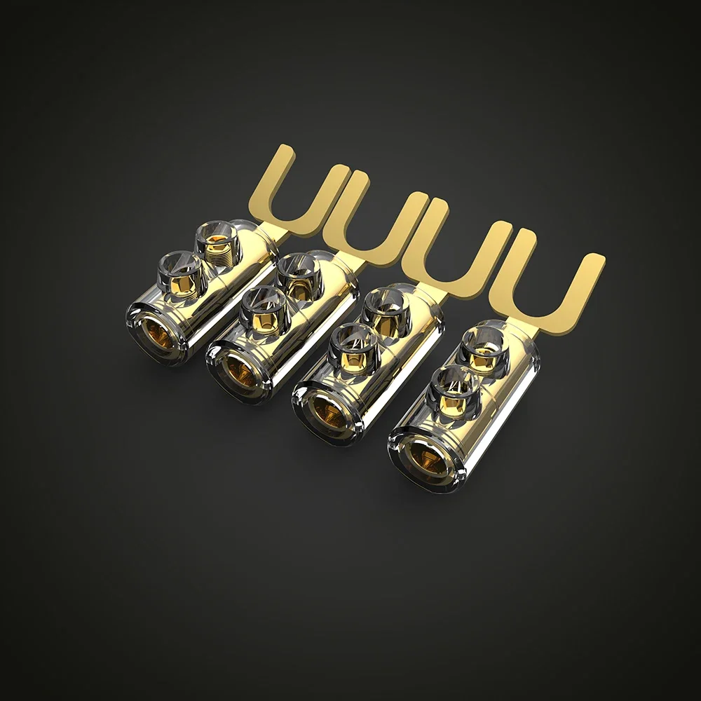 Audiocrast B554G 24k Gold Plated Plug Conenctor Gold plated Spade Speaker Y Plugs Audio Screw Fork Connectors High Clear