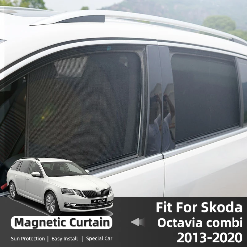 For Skoda Octavia 5E Combi Wagon 2013-2020 Car Sunshade Magnetic Front Windshield Curtain Rear Side Window Sun Shades Visor