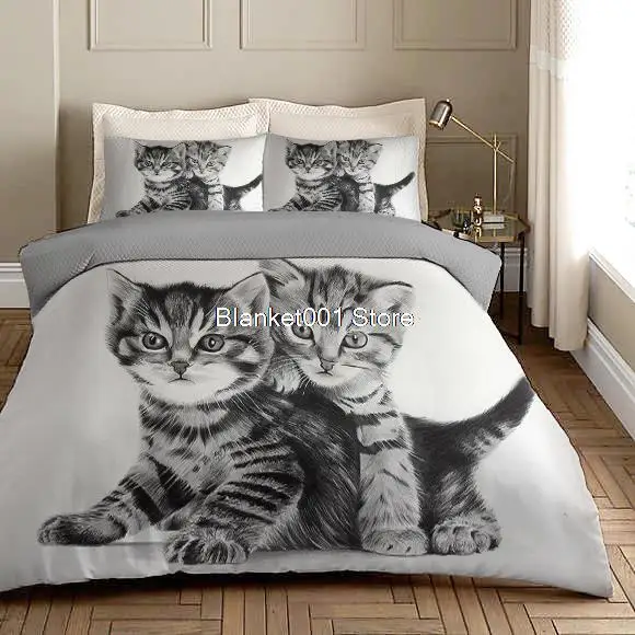 3D Printed Duvet Cover Set Pet Cat Animal Bedding Set Single Double Twin Full Queen King Bed Clothes For Adult Child Bed Cover