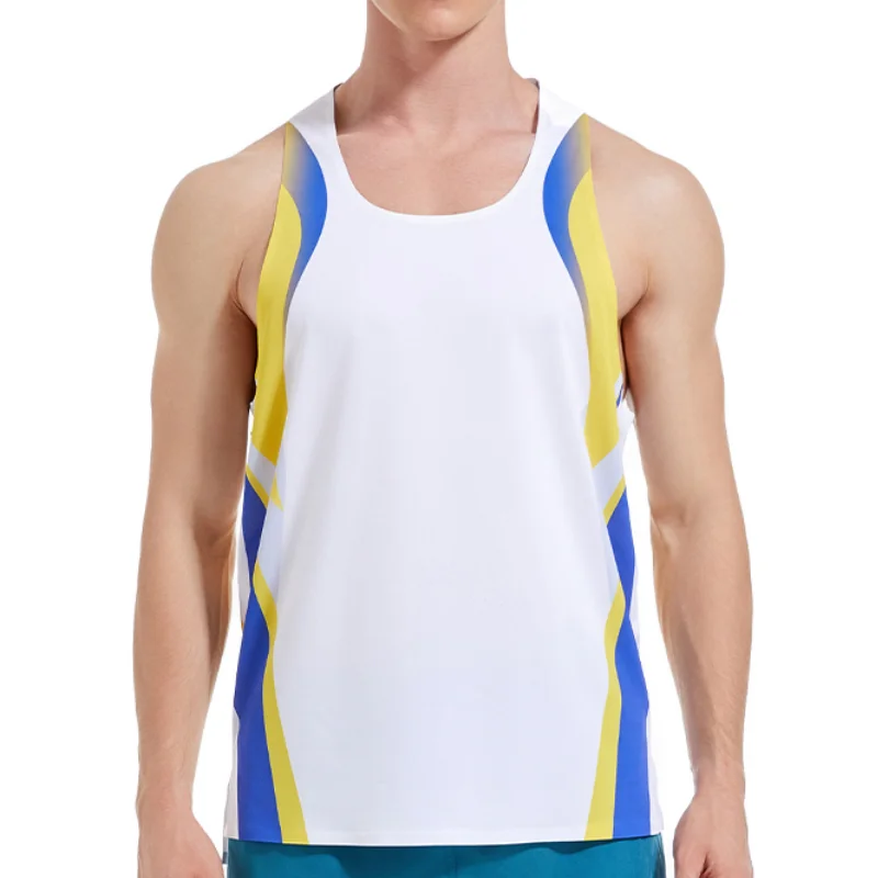 

Men's Casual Running Tank Top 3D Print Stripe Graphic Gym Fitness Sleeveless Vest Outdoor Marathon Training Quick Drying Clothes
