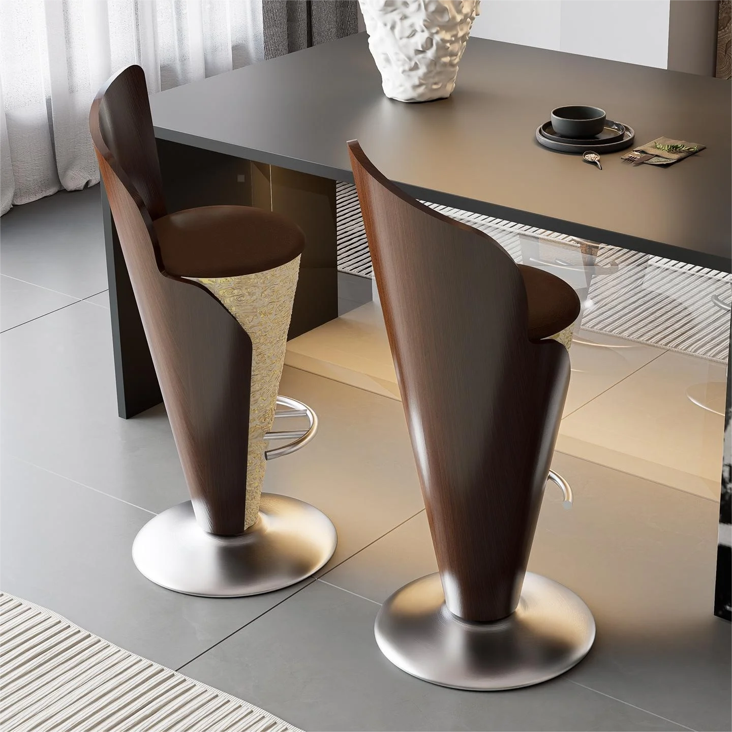 

Retro Light Luxury Bar Chair With Metal Frame Customizable High Stool For Home & Restaurant Use Bar Stool Dining Chair