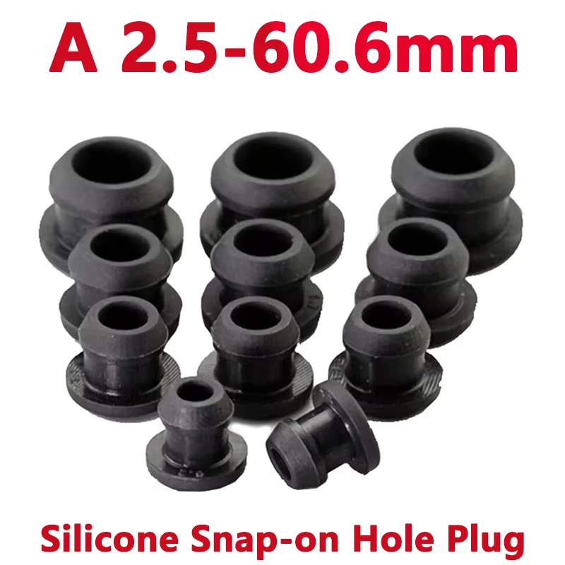 

1-50Pcs 2.5-60.6mm Black Conical Snap-on Silicone Rubber T Type Plug Blanking End Caps Tube Inserts Bung Proof High Temperature