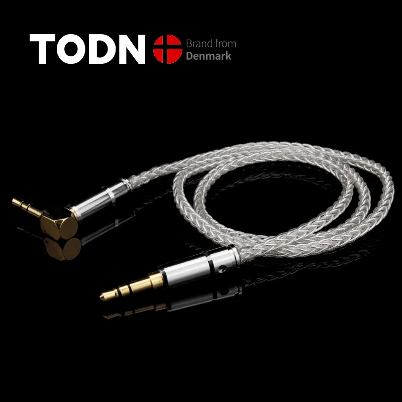 TODN Sterling silver kabel Aux Jack 3.5MM do 3.5MM kabel Audio Jack kabel głośnikowy dla iPhone głośnik samochodowy dla Huawei Xiaomi