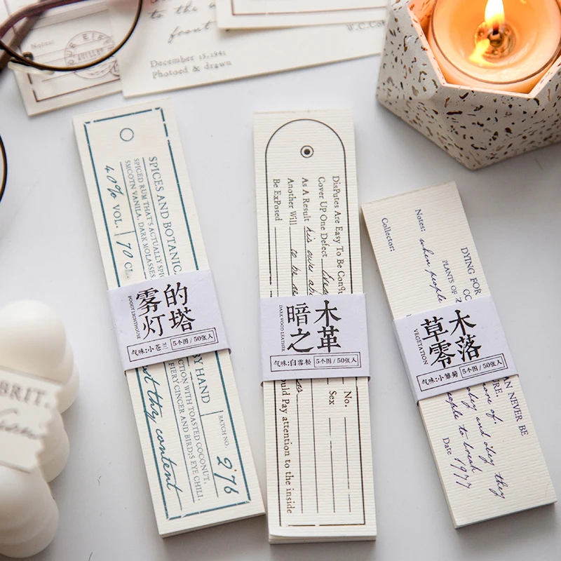Yoofun 50pcs/pack Vintage Tickets Memo Pads Retro Bill Notes for Junk Journal Scrapbooking Planner Office School Stationery