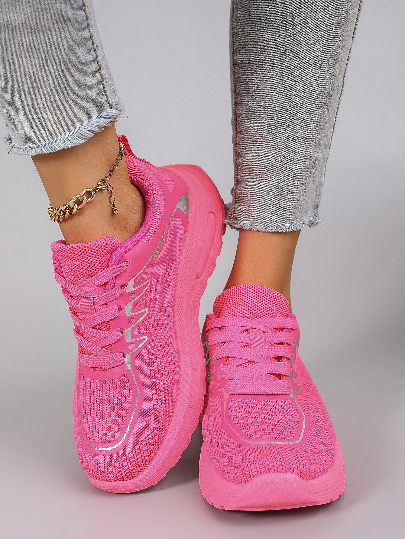 Spring and Autumn New Product Women\'s Candy Color Simple, Comfortable, Breathable, Wear resistant Lace up Sports Shoes