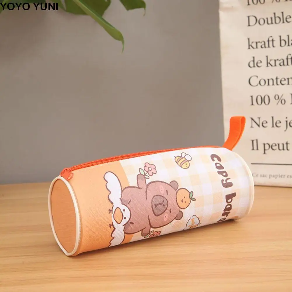 

Pen Holder Kawaii Capybara Pencil Bag PU Waterproof Creative Cute Pencil Case Aesthetic Zipper Stationery Bag Student