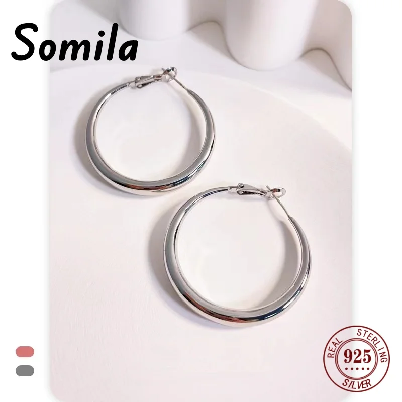 Real Gold Hoop Earrings For Women Wedding Gift Party Collection 925 Sterling Silver Cерьги Kольца 18K Gold Rings  Jewelry S0037 image 4
