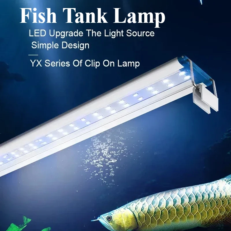 LED Aquarium Light 4 Rows 3 Color Modes Splash Proof Fish Tank Plant Lamp with Extendable Bracket EU Plug 220V