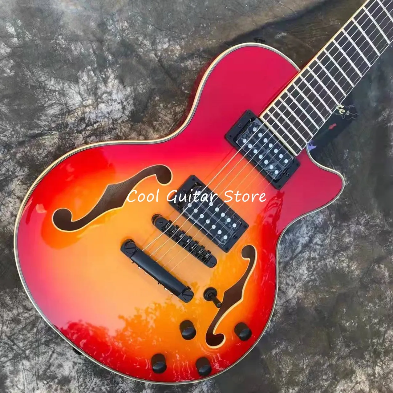 

2023 NEW 7 Strings Jazz Guitar, Tomato Red Guitarra,Hollow Body,Rosewood Fretboard,Black Hardware,Free Shipping