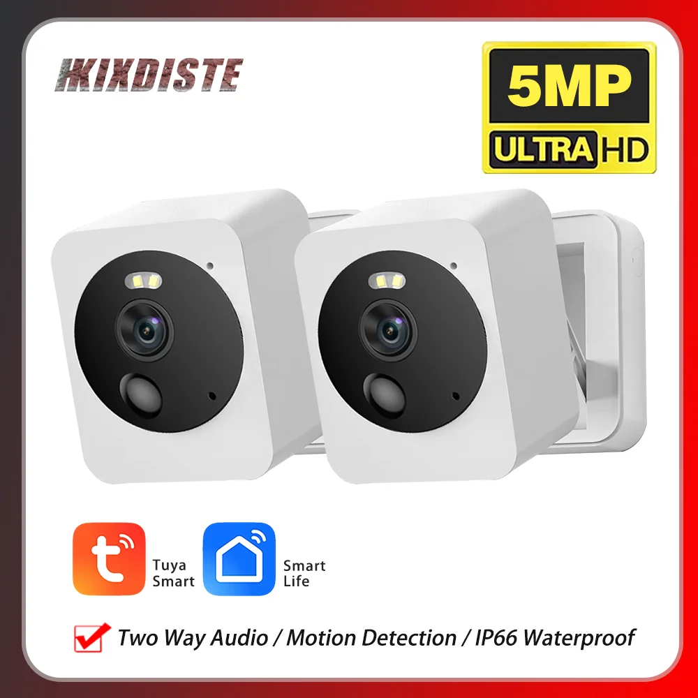 5mp wifi hd mini câmera ip à prova dwaterproof água ao ar livre indoor bloco sem fio segurança humano detectar cctv vigilância câmera ip tuya inteligente