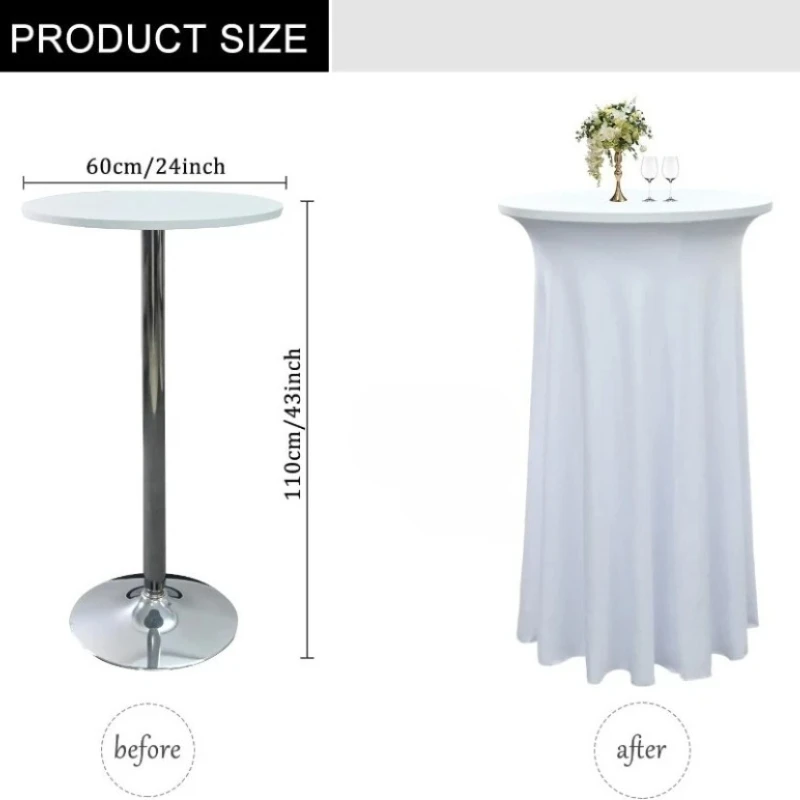 Stretch Spandex Fitted Round Cocktail Table Skirt Wrinkle Resistant High Top Tablecloth Cover for Wedding Party Banquet Decor